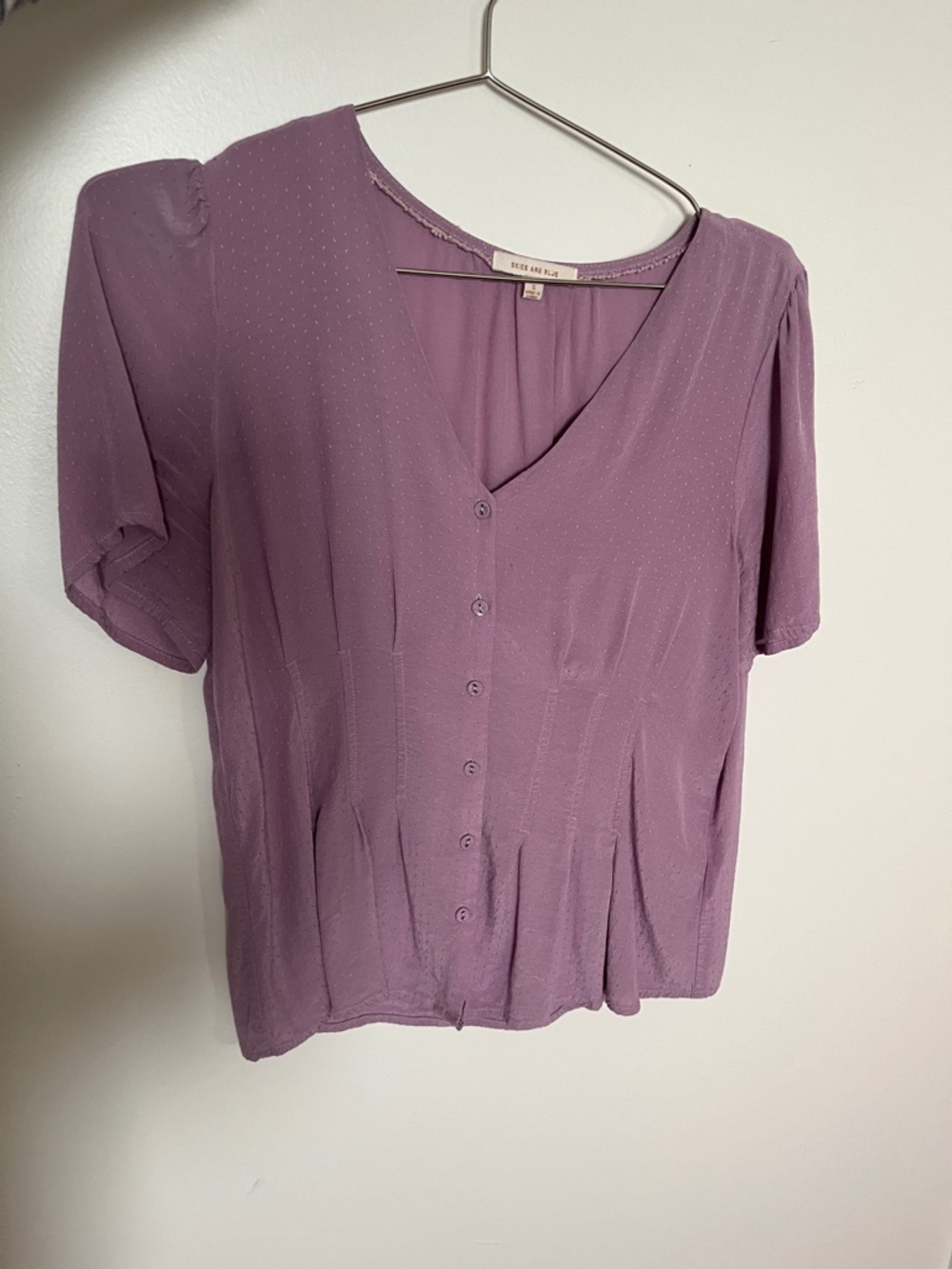 Mauve Button-Front V-Neck Blouse